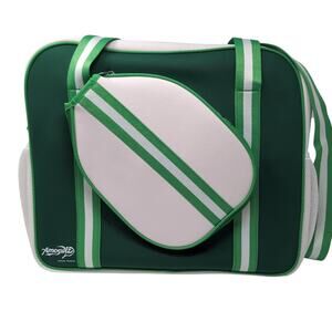 Pickleball Bag Neoprene Crossbody Double Handle Green White XL Tote